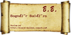 Bognár Balázs névjegykártya